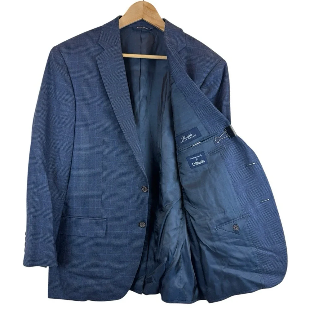 Ralph Lauren Mens Two-Button Blazer Silk Wool Blend‎ Sport Coat Jacket Size 42R